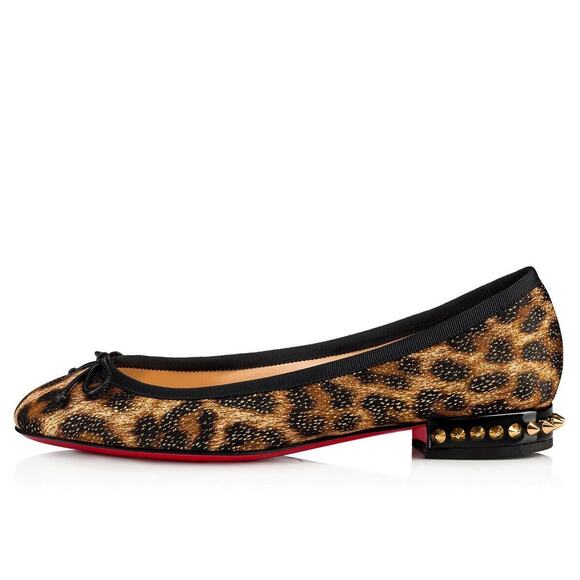 Christian Louboutin La Massine Black Gold Leopard Spike Ballerina Ballet Flat 36 - Picture 3 of 11